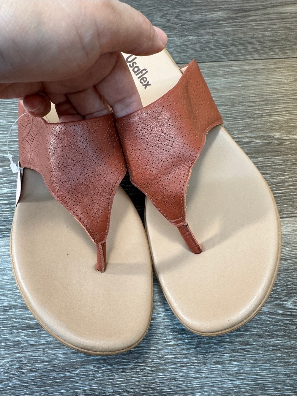 Comfort Thong Sandals in Rust for Women - Sz 12 (j287)